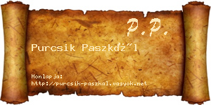 Purcsik Paszkál névjegykártya